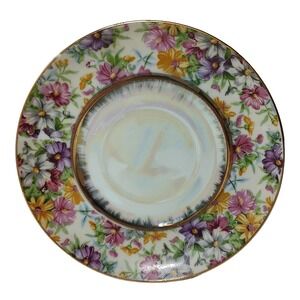 Vintage Lefton Saucer Hand Painted Floral Chintz Opalescence Bone China 1424 SEE